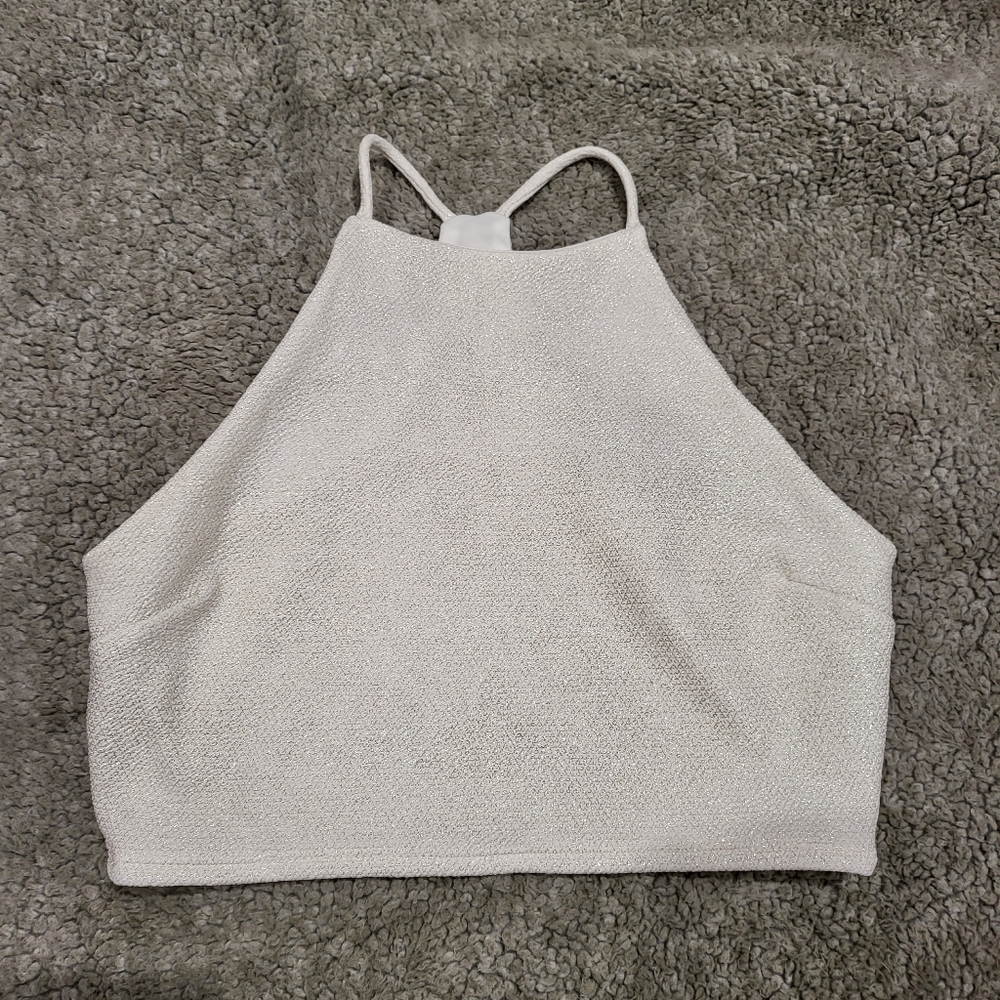 Forever21 Sparkle High Neck Crop Top